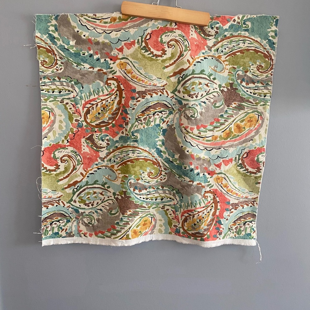 Vibrant Paisley Barkcloth Fabric by Mill Creek Remnants 4 pieces